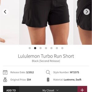Lululemon Turbo Run Short